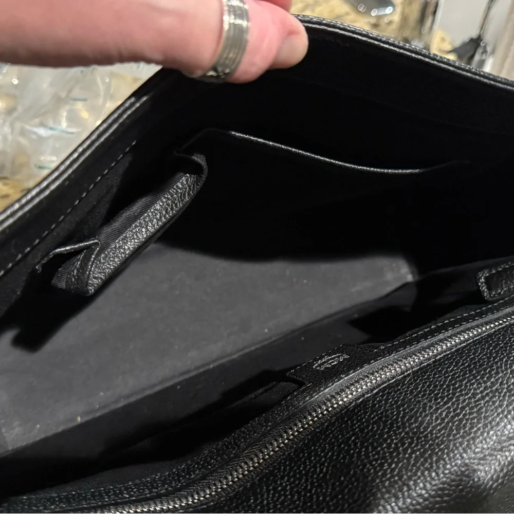 MCM Textured Black Leather Messenger Bag